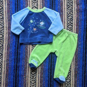 Absorba Space Alien Matching Velour Set Baby 6M